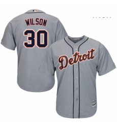 Mens Majestic Detroit Tigers 30 Alex Wilson Replica Grey Road Cool Base MLB Jersey 