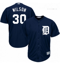 Mens Majestic Detroit Tigers 30 Alex Wilson Replica Navy Blue Alternate Cool Base MLB Jersey 