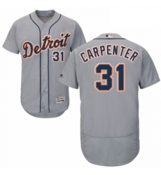 Mens Majestic Detroit Tigers 31 Ryan Carpenter Grey Road Flex Base Authentic Collection MLB Jersey
