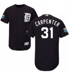 Mens Majestic Detroit Tigers 31 Ryan Carpenter Navy Blue Alternate Flex Base Authentic Collection MLB Jersey