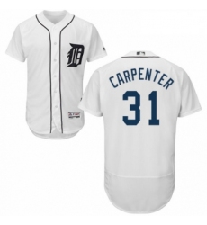 Mens Majestic Detroit Tigers 31 Ryan Carpenter White Home Flex Base Authentic Collection MLB Jersey