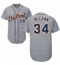 Mens Majestic Detroit Tigers 34 James McCann Grey Road Flex Base Authentic Collection MLB Jersey