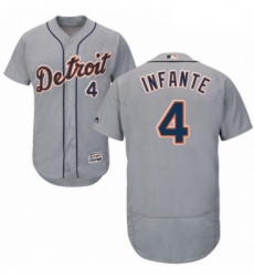 Mens Majestic Detroit Tigers 4 Omar Infante Grey Flexbase Authentic Collection MLB Jersey