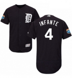 Mens Majestic Detroit Tigers 4 Omar Infante Navy Blue Flexbase Authentic Collection MLB Jersey