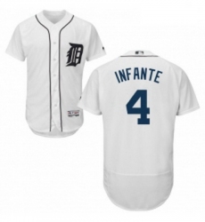 Mens Majestic Detroit Tigers 4 Omar Infante White Flexbase Authentic Collection MLB Jersey