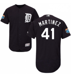 Mens Majestic Detroit Tigers 41 Victor Martinez Navy Blue Alternate Flex Base Authentic Collection MLB Jersey