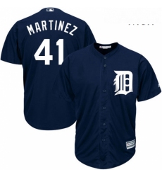 Mens Majestic Detroit Tigers 41 Victor Martinez Replica Navy Blue Alternate Cool Base MLB Jersey