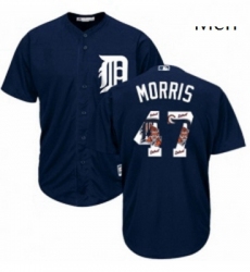 Mens Majestic Detroit Tigers 47 Jack Morris Authentic Navy Blue Team Logo Fashion Cool Base MLB Jersey 