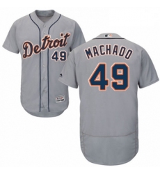 Mens Majestic Detroit Tigers 49 Dixon Machado Grey Road Flex Base Authentic Collection MLB Jersey