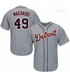 Mens Majestic Detroit Tigers 49 Dixon Machado Replica Grey Road Cool Base MLB Jersey 