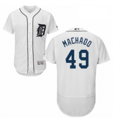 Mens Majestic Detroit Tigers 49 Dixon Machado White Home Flex Base Authentic Collection MLB Jersey