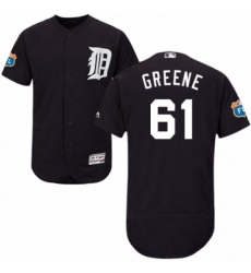 Mens Majestic Detroit Tigers 61 Shane Greene Navy Blue Alternate Flex Base Authentic Collection MLB Jersey 