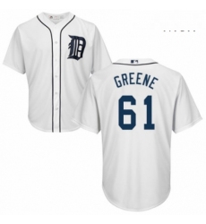 Mens Majestic Detroit Tigers 61 Shane Greene Replica White Home Cool Base MLB Jersey 