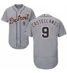 Mens Majestic Detroit Tigers 9 Nick Castellanos Grey Road Flex Base Authentic Collection MLB Jersey