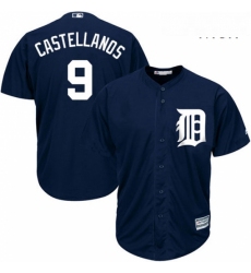 Mens Majestic Detroit Tigers 9 Nick Castellanos Replica Navy Blue Alternate Cool Base MLB Jersey