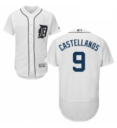 Mens Majestic Detroit Tigers 9 Nick Castellanos White Home Flex Base Authentic Collection MLB Jersey