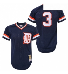 Mens Mitchell and Ness Detroit Tigers 3 Alan Trammell Authentic Blue Throwback MLB Jersey