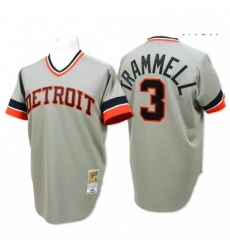 Mens Mitchell and Ness Detroit Tigers 3 Alan Trammell Replica Grey Throwback MLB Jersey