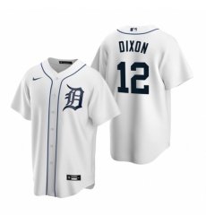 Mens Nike Detroit Tigers 12 Brandon Dixon White Home Stitched Baseball Jersey