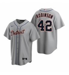 Mens Nike Detroit Tigers 42 Jackie Robinson Gray Road Stitched Baseball Jersey