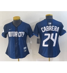 Women Detroit Tigers 24 Miguel Cabrera 2024 Navy City Connect Cool Base Limited Stitched Baseball Jersey