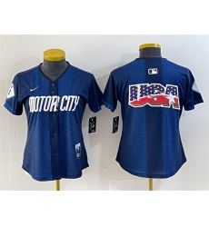 Women Detroit Tigers Team Big Logo 2024 Navy City Connect Cool Base Limited Stitched Baseball Jersey 001