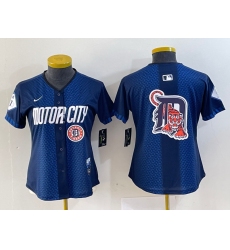 Women Detroit Tigers Team Big Logo 2024 Navy City Connect Cool Base Limited Stitched Baseball Jersey 1