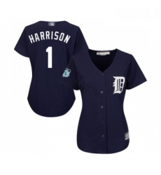 Womens Detroit Tigers 1 Josh Harrison Replica Navy Blue Alternate Cool Base Baseball Jersey 