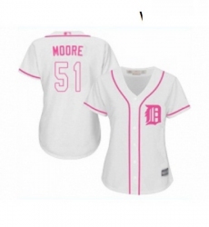 Womens Detroit Tigers 51 Matt Moore Replica White Fashion Cool Base Baseball Jersey 