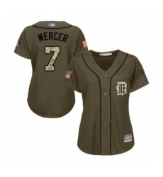 Womens Detroit Tigers 7 Jordy Mercer Authentic Green Salute to Service Baseball Jersey 