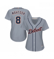 Womens Detroit Tigers 8 Mikie Mahtook Authentic Grey Road Cool Base Baseball Jersey 
