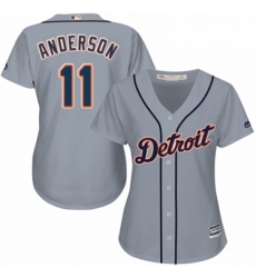 Womens Majestic Detroit Tigers 11 Sparky Anderson Authentic Grey Road Cool Base MLB Jersey 