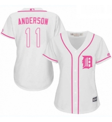 Womens Majestic Detroit Tigers 11 Sparky Anderson Authentic White Fashion Cool Base MLB Jersey 