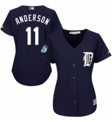Womens Majestic Detroit Tigers 11 Sparky Anderson Replica Navy Blue Alternate Cool Base MLB Jersey 