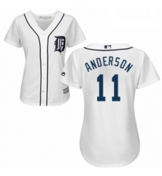 Womens Majestic Detroit Tigers 11 Sparky Anderson Replica White Home Cool Base MLB Jersey 