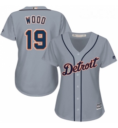 Womens Majestic Detroit Tigers 19 Travis Wood Authentic Grey Road Cool Base MLB Jersey 
