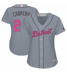 Womens Majestic Detroit Tigers 24 Miguel Cabrera Replica Grey Mothers Day Cool Base MLB Jersey