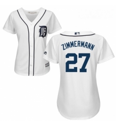 Womens Majestic Detroit Tigers 27 Jordan Zimmermann Replica White Home Cool Base MLB Jersey