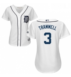 Womens Majestic Detroit Tigers 3 Alan Trammell Authentic White Home Cool Base MLB Jersey