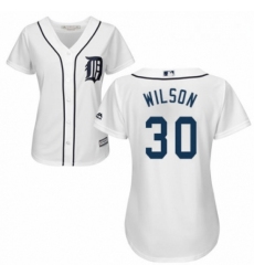 Womens Majestic Detroit Tigers 30 Alex Wilson Authentic White Home Cool Base MLB Jersey 