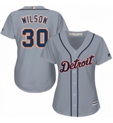 Womens Majestic Detroit Tigers 30 Alex Wilson Replica Grey Road Cool Base MLB Jersey 