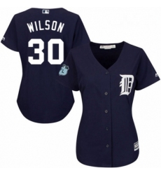 Womens Majestic Detroit Tigers 30 Alex Wilson Replica Navy Blue Alternate Cool Base MLB Jersey 