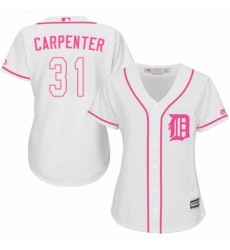 Womens Majestic Detroit Tigers 31 Ryan Carpenter Authentic White Fashion Cool Base MLB Jersey 
