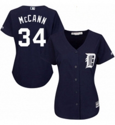 Womens Majestic Detroit Tigers 34 James McCann Replica Navy Blue Alternate Cool Base MLB Jersey