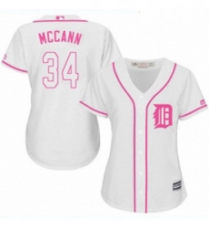 Womens Majestic Detroit Tigers 34 James McCann Replica White Fashion Cool Base MLB Jersey