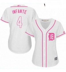 Womens Majestic Detroit Tigers 4 Omar Infante Replica White Fashion Cool Base MLB Jersey