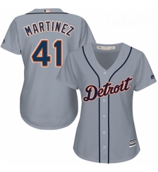 Womens Majestic Detroit Tigers 41 Victor Martinez Authentic Grey Road Cool Base MLB Jersey