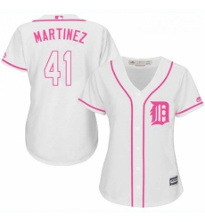 Womens Majestic Detroit Tigers 41 Victor Martinez Authentic White Fashion Cool Base MLB Jersey
