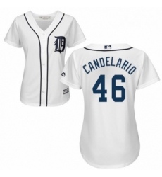 Womens Majestic Detroit Tigers 46 Jeimer Candelario Authentic White Home Cool Base MLB Jersey 