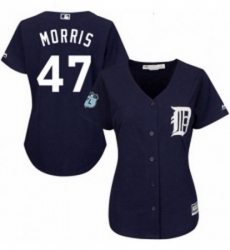 Womens Majestic Detroit Tigers 47 Jack Morris Authentic Navy Blue Alternate Cool Base MLB Jersey 